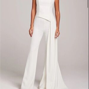 NADINE MERABI White Draped Jumpsuit